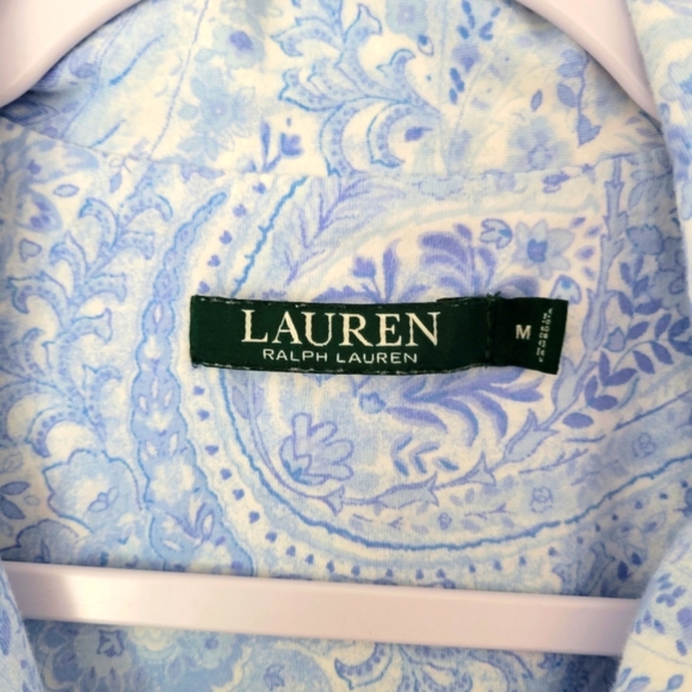 Lauren Ralph Lauren Artsy Blue Paisley Boho PJs Top‎ M - Picture 5 of 6